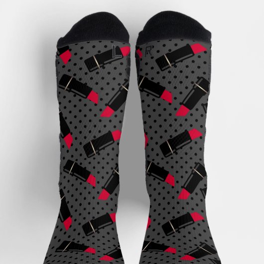 Retro, roter Lippenstift Socken (Oben)