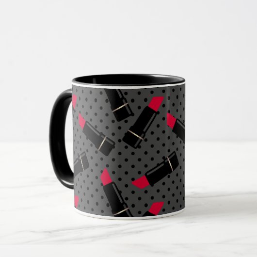 Retro, roter Lippenstift Tasse (Vorderseite Links)