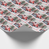 Retro roter LKW in Winterwald Geschenkpapier (Ecke)