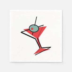 Retro roter Martini Serviette