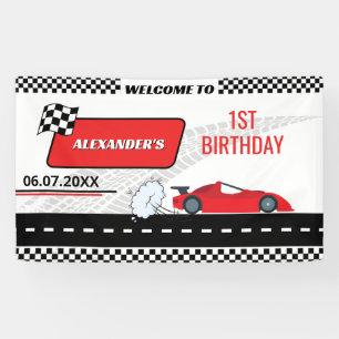 Retro roter Rennwagen Junge schnell einer Junge 1. Banner