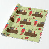Retro-Roter Roboter Mittelalterliche Moderne Minim Geschenkpapier (Ungerollt)
