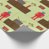 Retro-Roter Roboter Mittelalterliche Moderne Minim Geschenkpapier (Ecke)