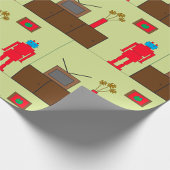 Retro-Roter Roboter Mittelalterliche Moderne Minim Geschenkpapier