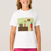 Retro-Roter Roboter Mittelalterliche Moderne Minim T-Shirt (Vorderseite)