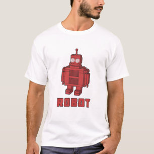Retro roter Roboter T-Shirt