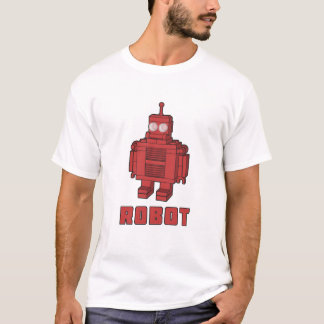 Retro roter Roboter T-Shirt