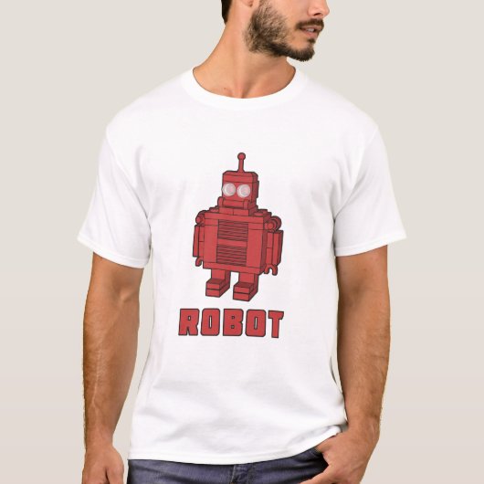 Retro roter Roboter T-Shirt (Vorderseite)