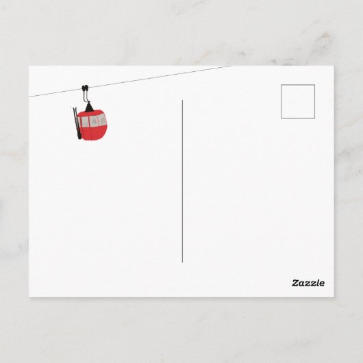 Retro Roter Skilift Gondelbahn Postkarte (Rückseite)