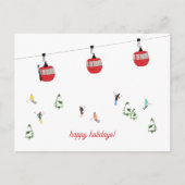 Retro Roter Skilift Gondelbahn Postkarte (Vorderseite)