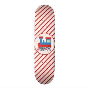 Retro roter und blauer Zug Skateboard