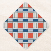 Retro rotes blaues geometrisches Muster Untersetzer (Vorderseite)