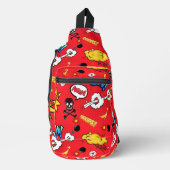 Retro-Rotes-Comic-Book-Pop-Art-Explosion-Muster Crossbody Bag (Vorderseite)