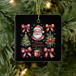 Retro-Rotes-Coquette-Weihnachten-Cute-Xmas-Feierta Keramikornament