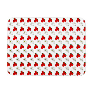 Retro rotes Erdbeer- und Blumenmuster Magnet