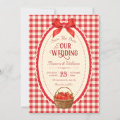 Retro rotes Gingham-Picknick Save The Date (Vorderseite)