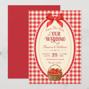 Retro rotes Gingham-Picknick Save The Date