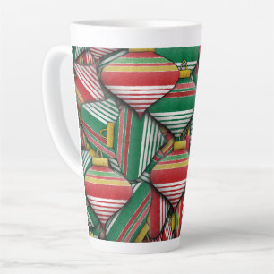 Retro rotes grün gestreiftes Ornament Muster Desig Milchtasse