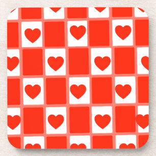 Retro rotes Herz Karomuster Getränkeuntersetzer
