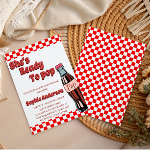 Retro Rotes Karomuster Sie ist bereit, Baby Shower Einladung