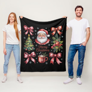 Retro-Rotes-Koketten-Weihnachten-Cute-Xmas-Feierta Fleecedecke