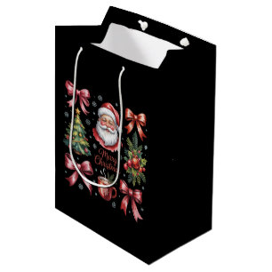 Retro-Rotes-Koketten-Weihnachten-Cute-Xmas-Feierta Mittlere Geschenktüte