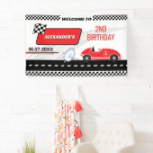 Retro rotes Rennwagen zwei schnelle Junge 2. Gebur Banner (Insitu)