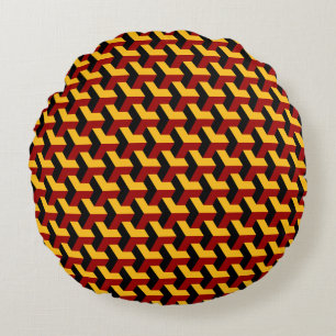 Retro Rotes Schwarzes Barcelona Geometrisches Bloc Rundes Kissen