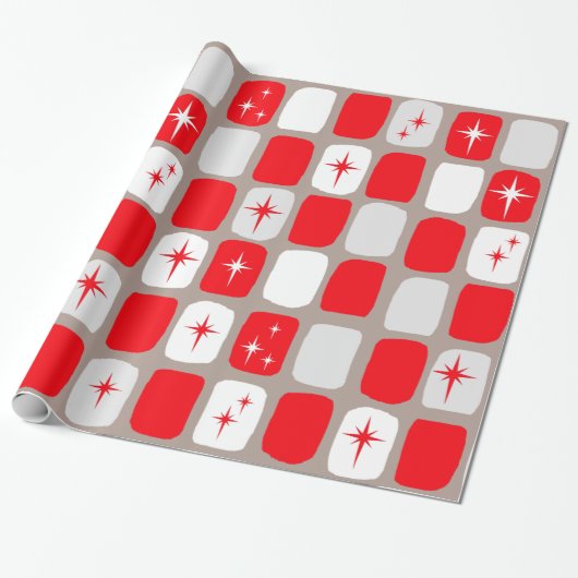 Retro rotes Sternexplosion-Verpackungs-Papier Geschenkpapier (Ungerollt)