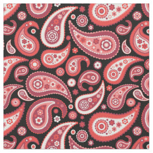 Retro rotes und schwarzes Paisley-Muster Stoff