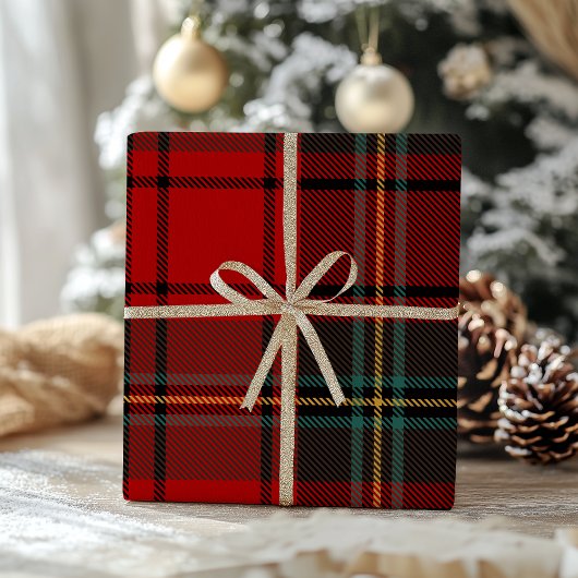 Retro-Rotkariertes Weihnachten Geschenkpapier
