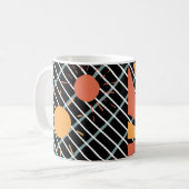 Retro-Rotorange-Sonnenuntergang auf blauem schwarz Kaffeetasse (Vorderseite Links)
