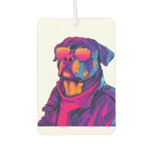 Retro Rottweiler � 80er Neon-Vibe-Hund Autolufterfrischer