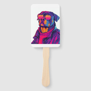 Retro Rottweiler � 80er Neon-Vibe-Hund Fächer