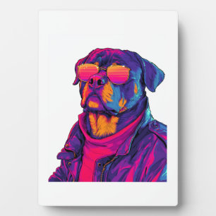 Retro Rottweiler � 80er Neon-Vibe-Hund Fotoplatte