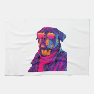 Retro Rottweiler � 80er Neon-Vibe-Hund Geschirrtuch