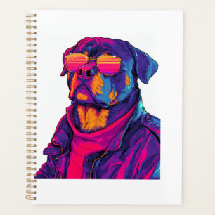 Retro Rottweiler � 80er Neon-Vibe-Hund Planer