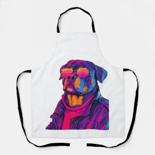 Retro Rottweiler � 80er Neon-Vibe-Hund Schürze