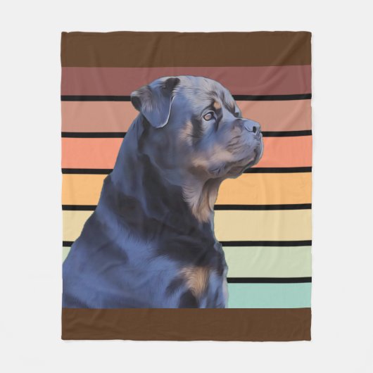 Retro Rottweiler Fleecedecke (Vorderseite)