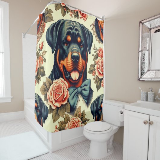 Retro Rottweiler Illustration Duschvorhang (Beispiel)