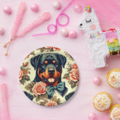 Retro Rottweiler Illustration Pappteller (Party)