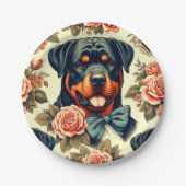 Retro Rottweiler Illustration Pappteller (Vorderseite)