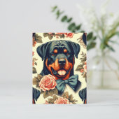 Retro Rottweiler Illustration Postkarte (Stehend Vorderseite)