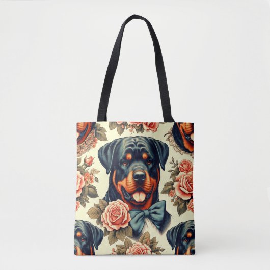 Retro Rottweiler Illustration Tasche (Vorderseite)