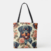 Retro Rottweiler Illustration Tasche (Rückseite)