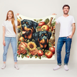 Retro Rottweiler Malerei Fleecedecke