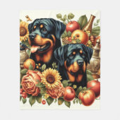 Retro Rottweiler Malerei Fleecedecke (Vorderseite)