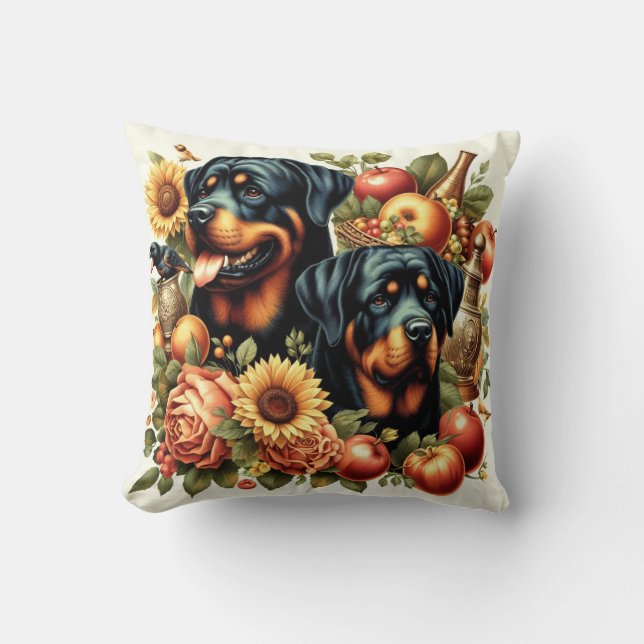 Retro Rottweiler Malerei Kissen (Vorderseite)