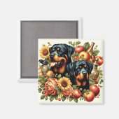 Retro Rottweiler Malerei Magnet (Vorderseite/Rückseite)