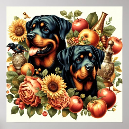 Retro Rottweiler Malerei Poster (Vorne)